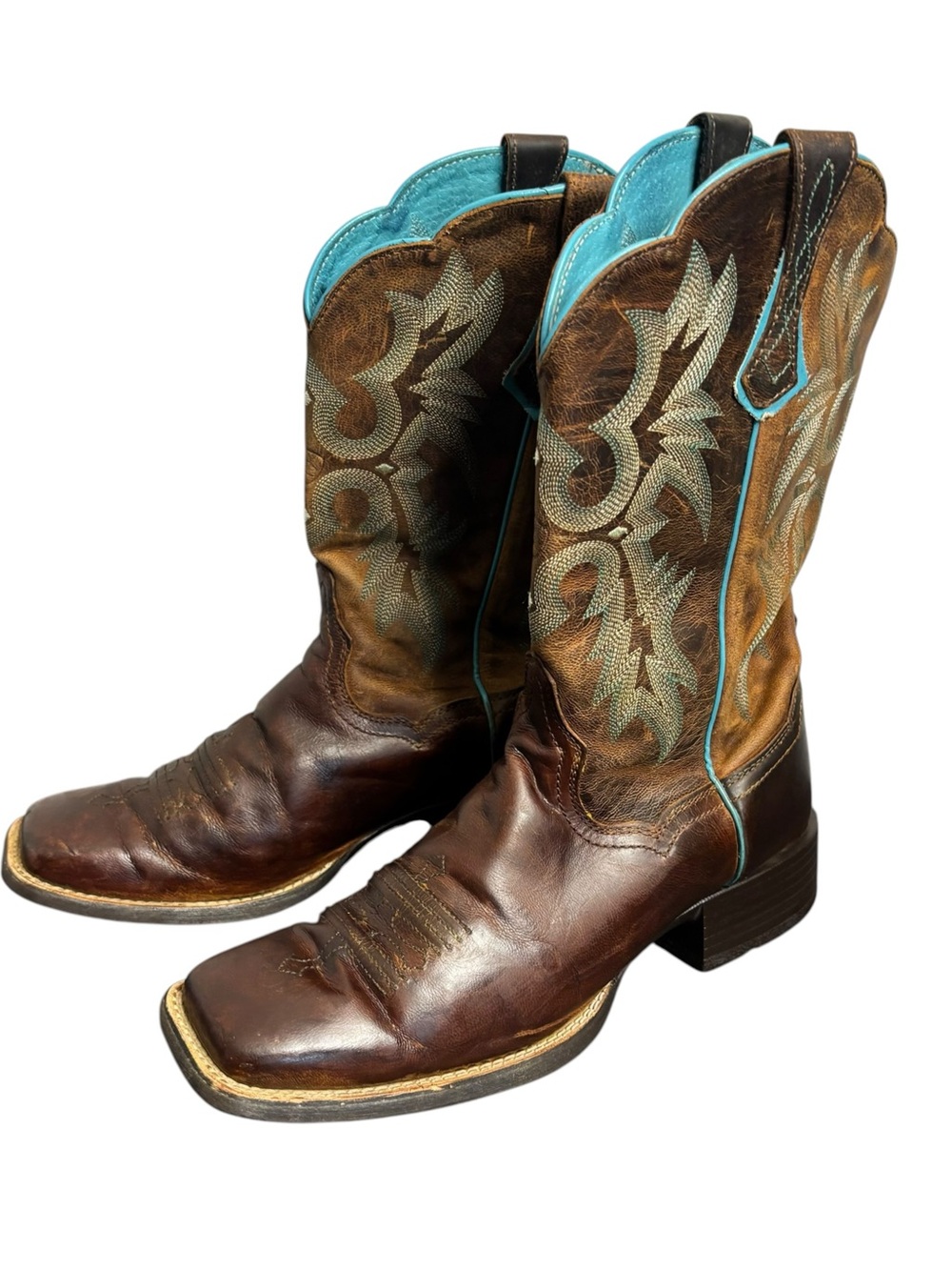 Ariat Cowgirl Boots Brown Western Leather Square Toe Women’s US 8.5B EU 39 M